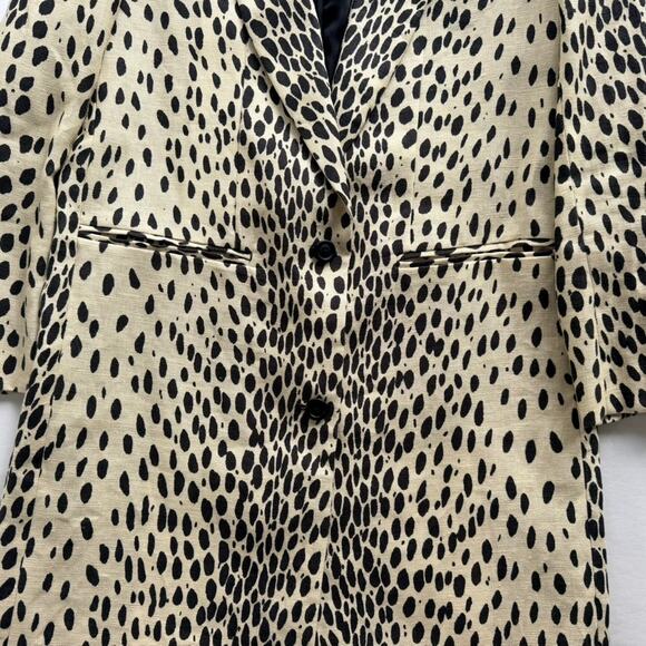 Emerson Fry Wing Tip Linen Jacket Leopard Size 4 NEW Cream Black - Picture 5 of 12